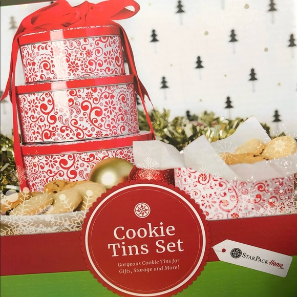 NWT never opened 3 nesting cookie tins red&white❣️ - Picture 4 of 10